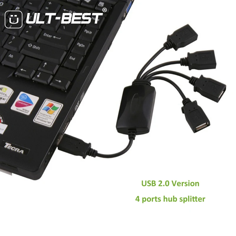 ИИ-Лучший USB HUB 4 Порты USB 2,0 разветвитель 4-Порты и разъёмы Переключатель Для iMac портативный компьютер аксессуары вцв высокая Скорость USB черный