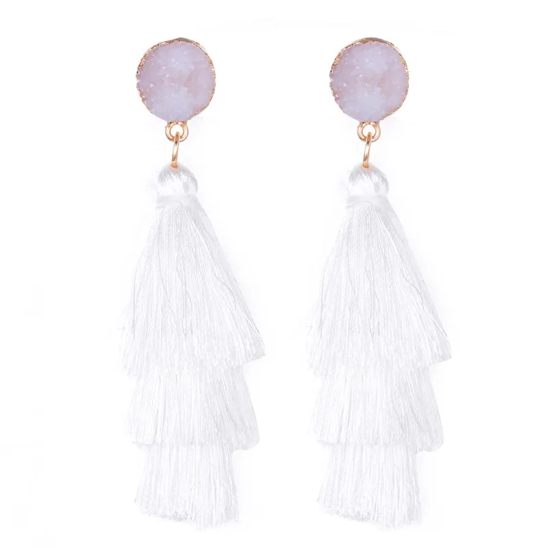 

Multicolor Three-Layer Tassel Earrings Vintage Bohemian Pendant Layered Tassel Earrings Mother's Day Gift Jewelry Earrings