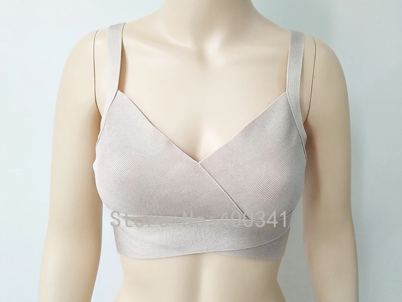 2019 new arrivals womens elastic bandage crop top spaghetti strap busty solid candy color v-neck hot sale  EV1529