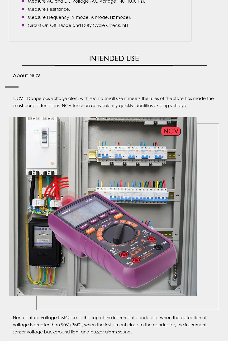 Nicetymeter ST88 6000 отсчетов DMM сопротивление емкость мультиметр 10A 1000 В Автоматический диапазон истинное среднеквадратичное значение Цифровой мультиметр NCV DIY