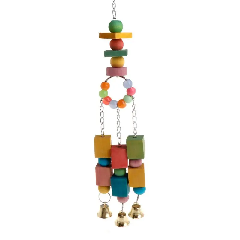 

Bird Colorful Perch Toys Parrot Mouth Teeth Grinding Wood Blocks Cleaning Hanging Cage Molar Toys Hamster Budgie Cockatiel