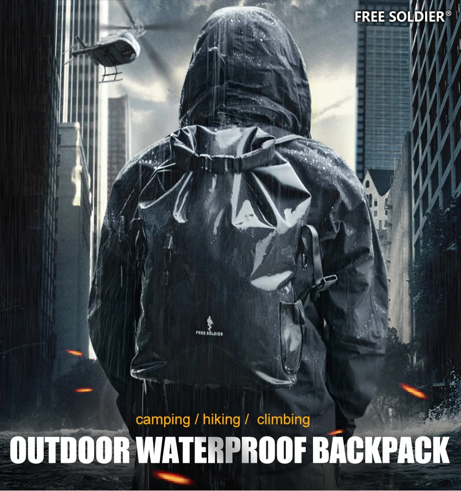 FREE SOLDIER outdoor sports camping hiking tactical military men's backpack climbing 600D oxford roll top waterproof bag