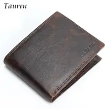 Pequeño Monedero de La Vendimia de Marca de Alta Calidad del Diseñador de La Vendimia 100% Original Crazy Horse Hombres de Cuero de Vaca Corto Monedero de la Cartera