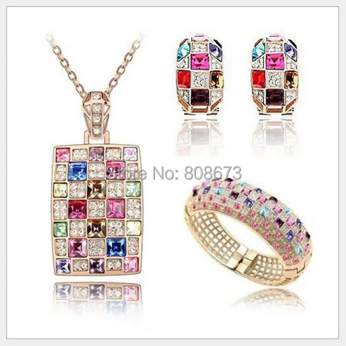 

100% Good Quality Austria Crystal Gold Color Jewelry Set,Luxury Wedding Bridal Jewelry Set