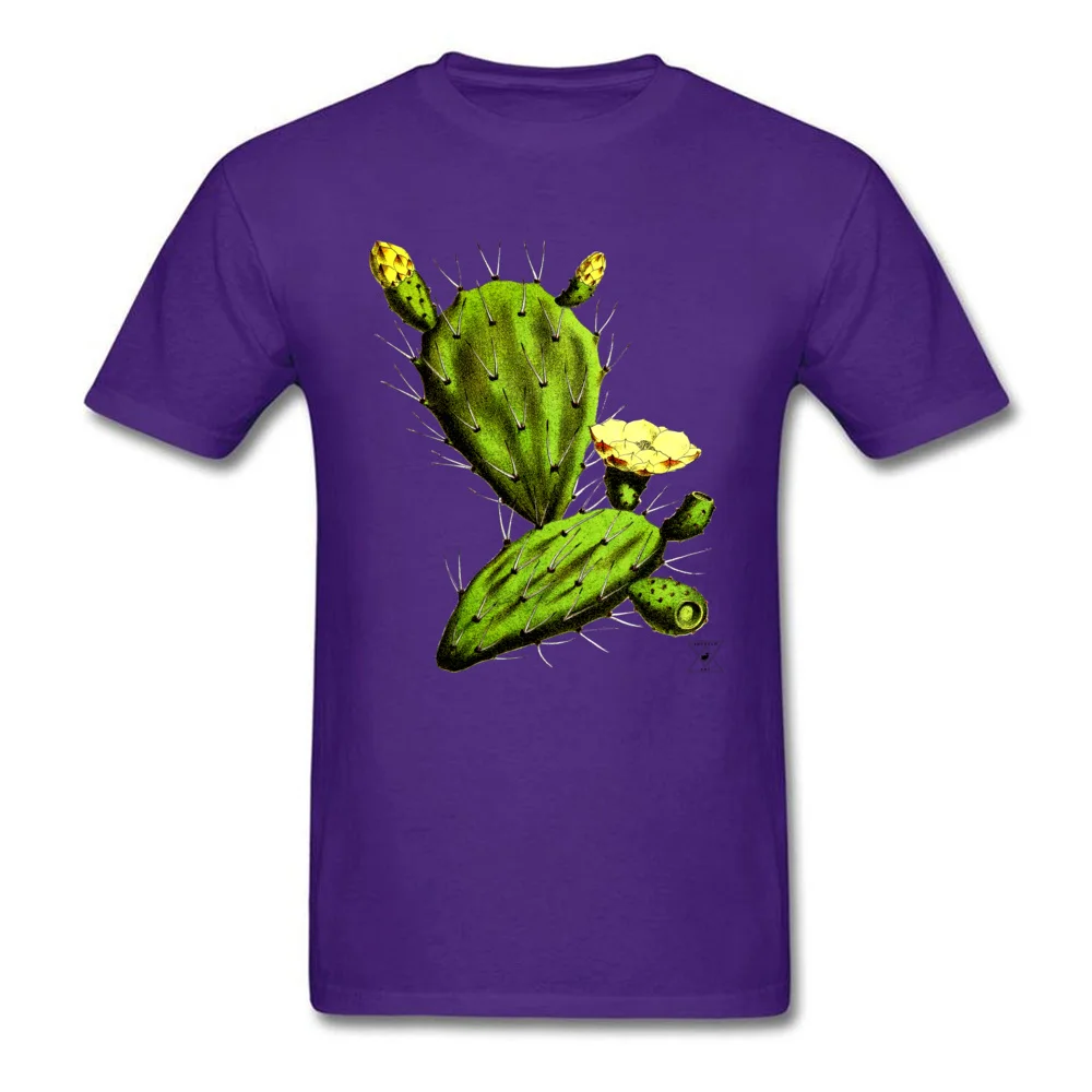 Custom Funny Men's T-Shirt Newest Summer Short Sleeve Round Collar Pure Cotton Tops Tees Party Tee Shirt Drop Shipping Desert Cactus by EncycloArt Botanical Cacti Plant Tee purple