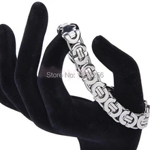 Хорошая цена оптом 5 шт серебро из нержавеющей стали плоская Византийская цепь звено браслет для женщин Подарки 8,66''