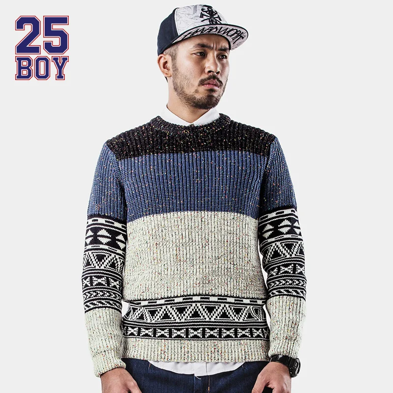 25BOY HE75DENIM Heavy Wash Sweater Trendy Retro Streetwear