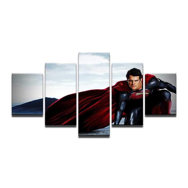 HD Printed Superman Wall Art Canvas Painting Movie Poster 5 Piece