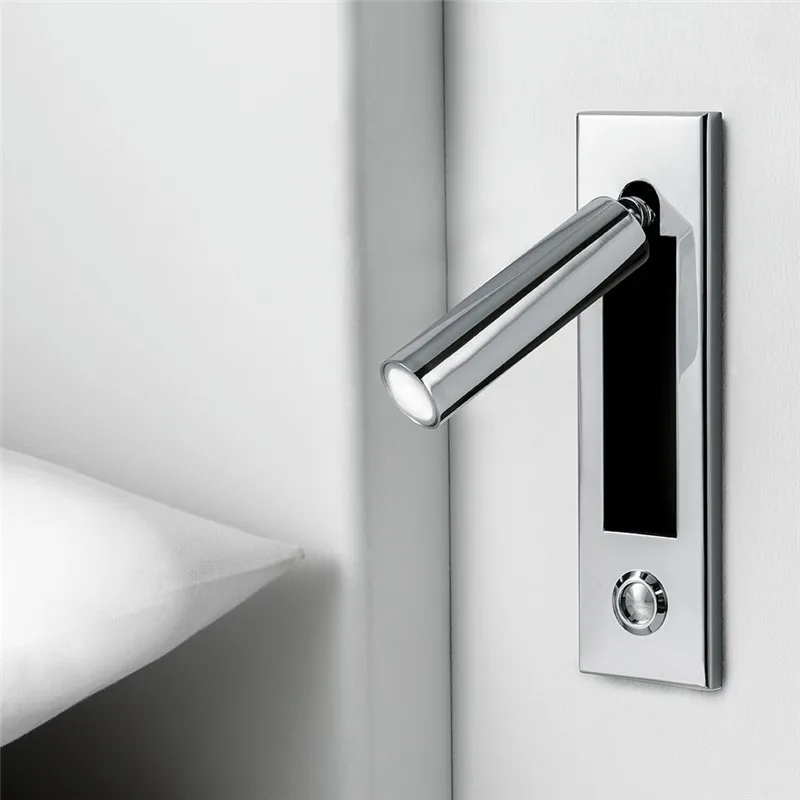 US $58.26 ZEROUNO wall lamp modern aluminum indoor bed headboard lights reading night lamp push switch ressessed in lights bulbs
