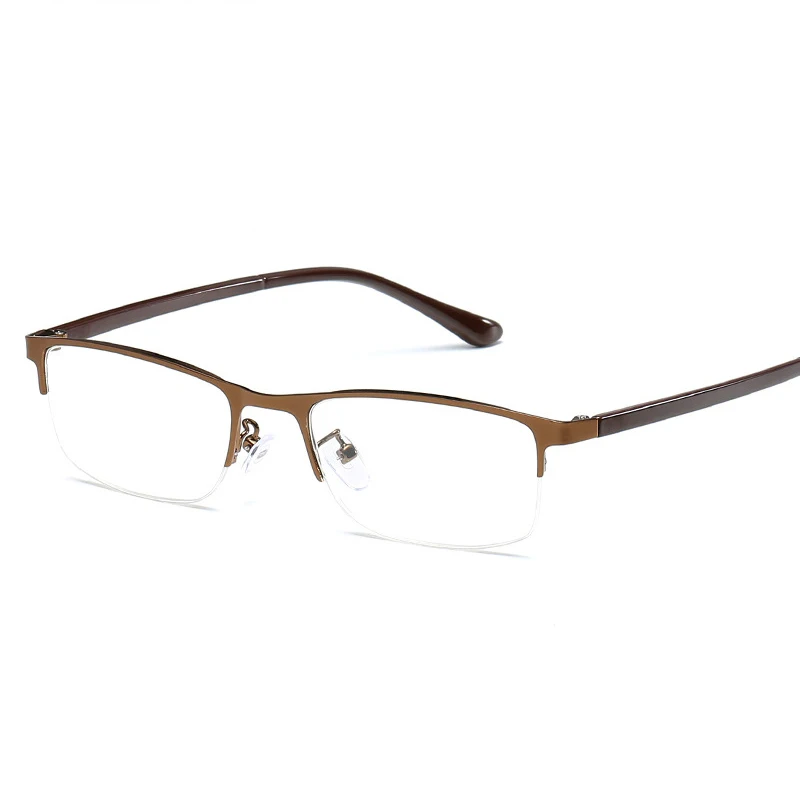 Elbru прозрачные линзы смолы очки для чтения Для мужчин Для женщин металла с плоскими стеклами и половинной рамкой дальнозоркости очки+ 1,0 1,5 2,0 2,5 3,0 3,5 4,0 диоптрий