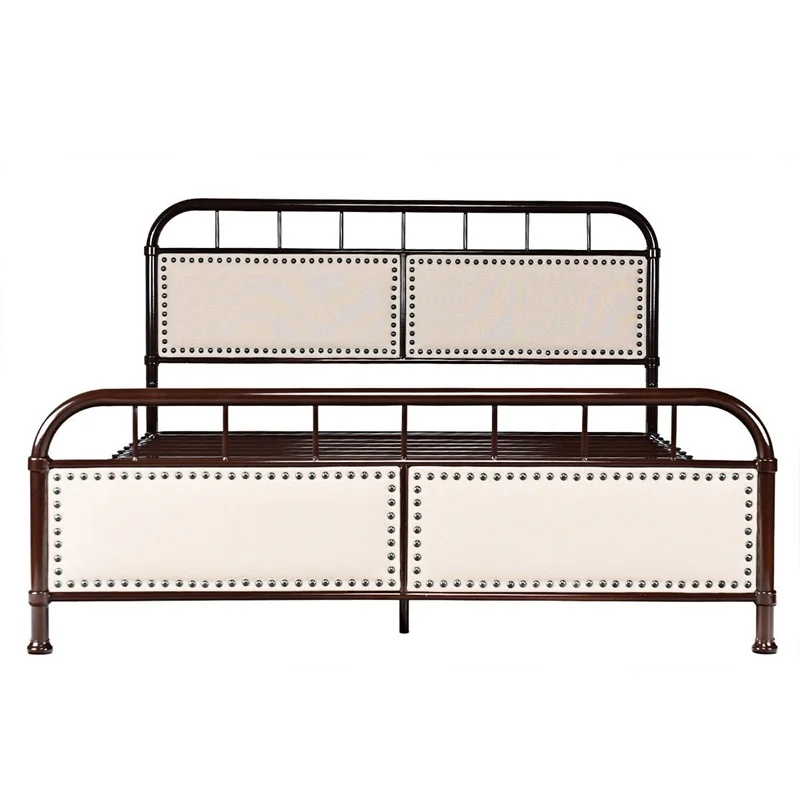  Queen size Metal Bed Frames Platform Bed Upholstered Panel Headboard Footboard Bedroom Furniture HW - 33054750335