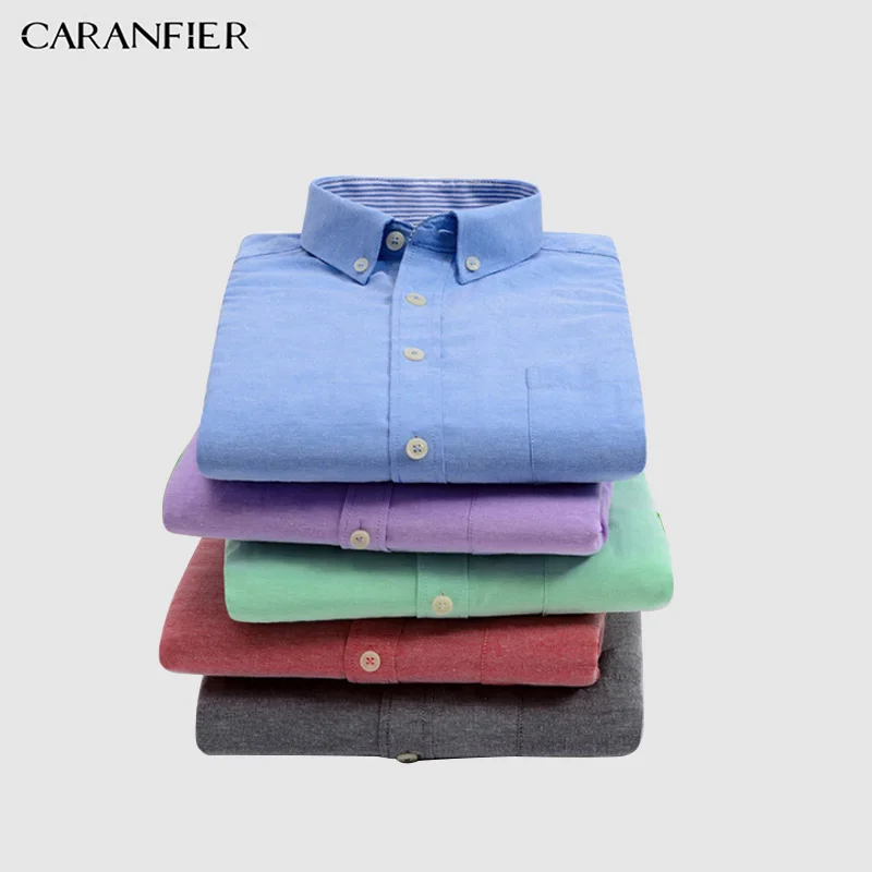 

CARANFIER 5pcs New Long Sleeve Shirt Men Cotton Brand Oxford Men's Shirts Men Business Dress Shirt Casual Shirt Camisa Masculina