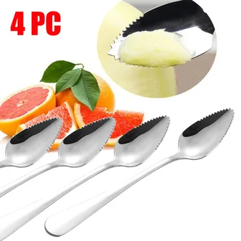 

4PC Long Handle Stainless Steel Spoons Fruit Grapefruit Spoon Mirror Polishing Dessert Coffee Stirring Spoons Tea SpoonsW5