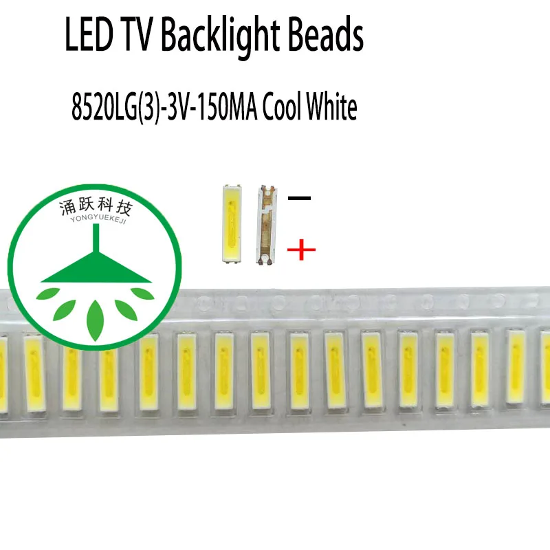 100Pcs/lot new 8520 3v 150ma lamp beads cool white for repair led  tv backlight light bar chip hot