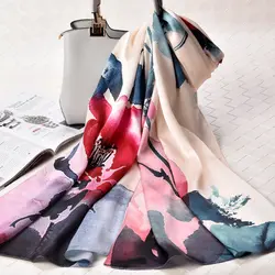 Для женщин шарф Шелковый чистый Элитный бренд 2019 платки и Обёрточная бумага s для Для женщин принт глушитель Обёрточная бумага Длинные 100%