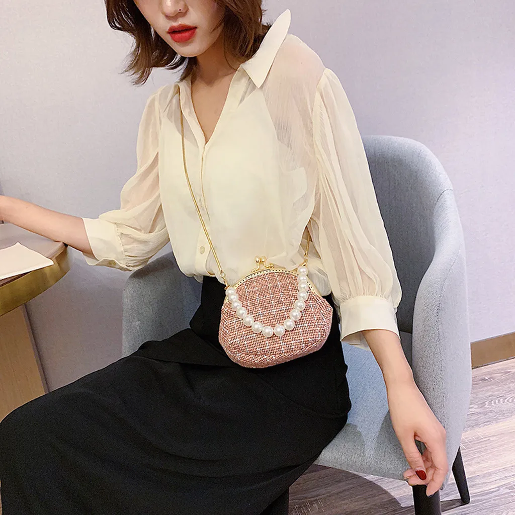 Women Bag Pearls Two Packages Messenger Bag Luxury handbag Holiday Beach Bag Purse Student bags for women Composite bag bolsos