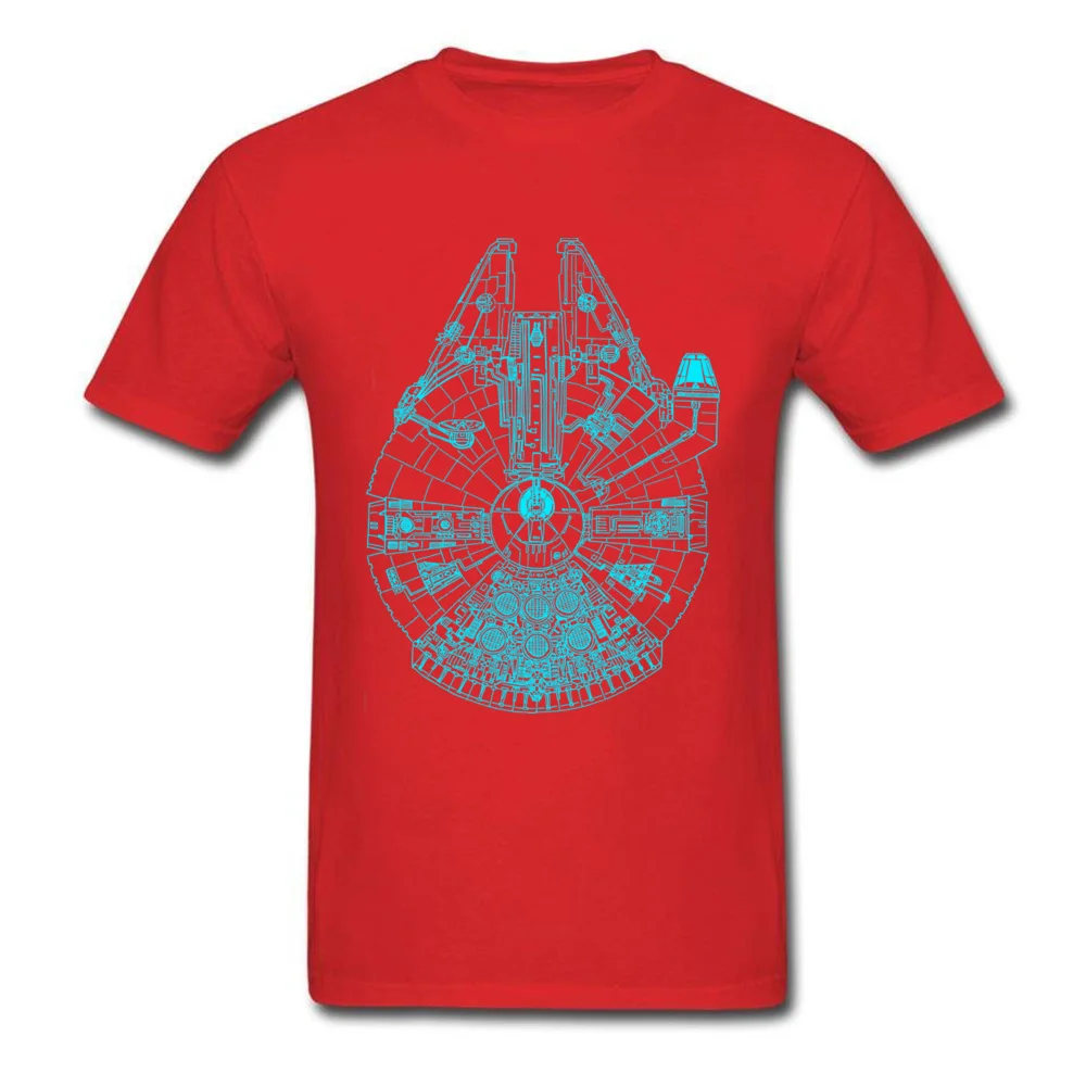 Blue Millennium Falcon Design Tops T Shirt for Men All Cotton Summer Fall Round Collar T-shirts Slim Fit Sweatshirts Discount Blue Millennium Falcon red