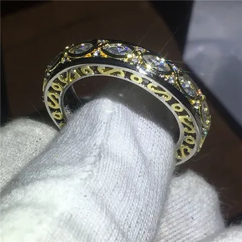 

Vintage Anniversary ring AAAAA zircon cz White Yellow Gold Filled Enagement Wedding Band Rings for women Men Gift