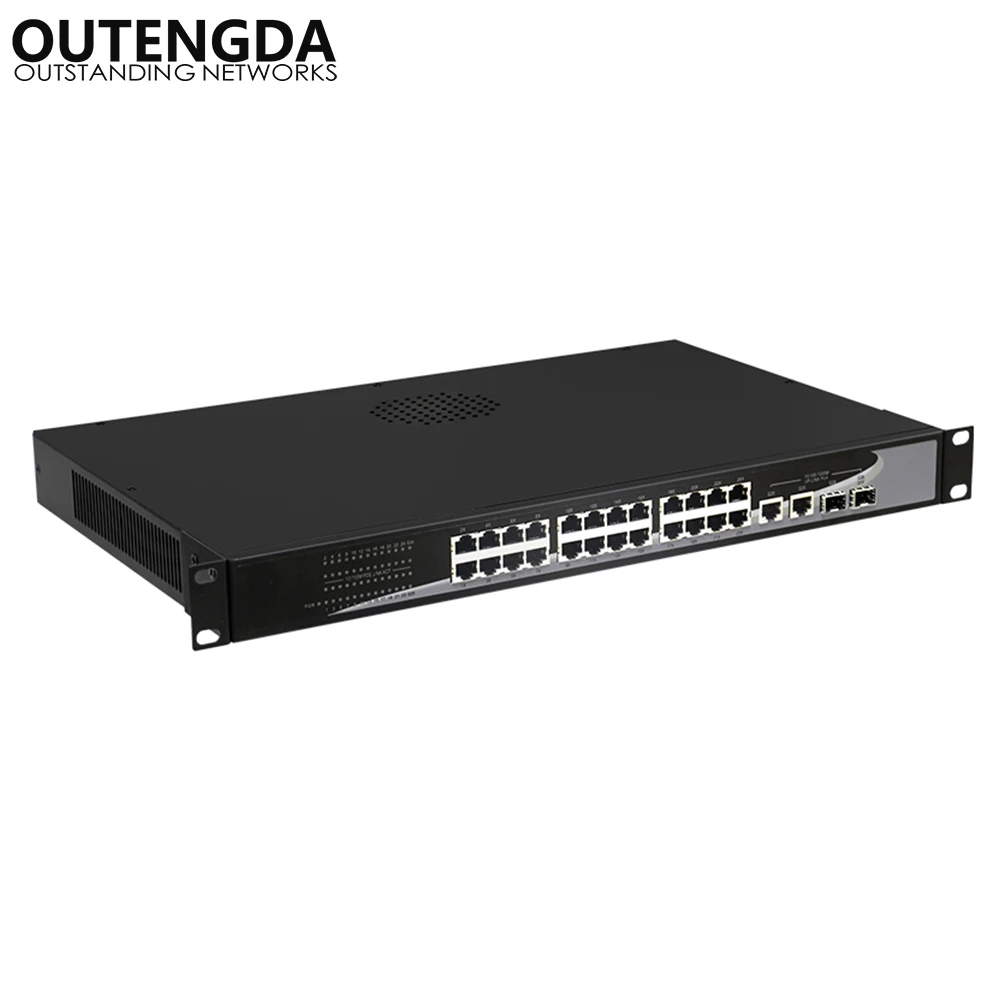 24 10/100 Мбит/с POE коммутатор стандарт 802.3af/at переключатель с 2*1000 UPlink и 2 гигабит SFP для