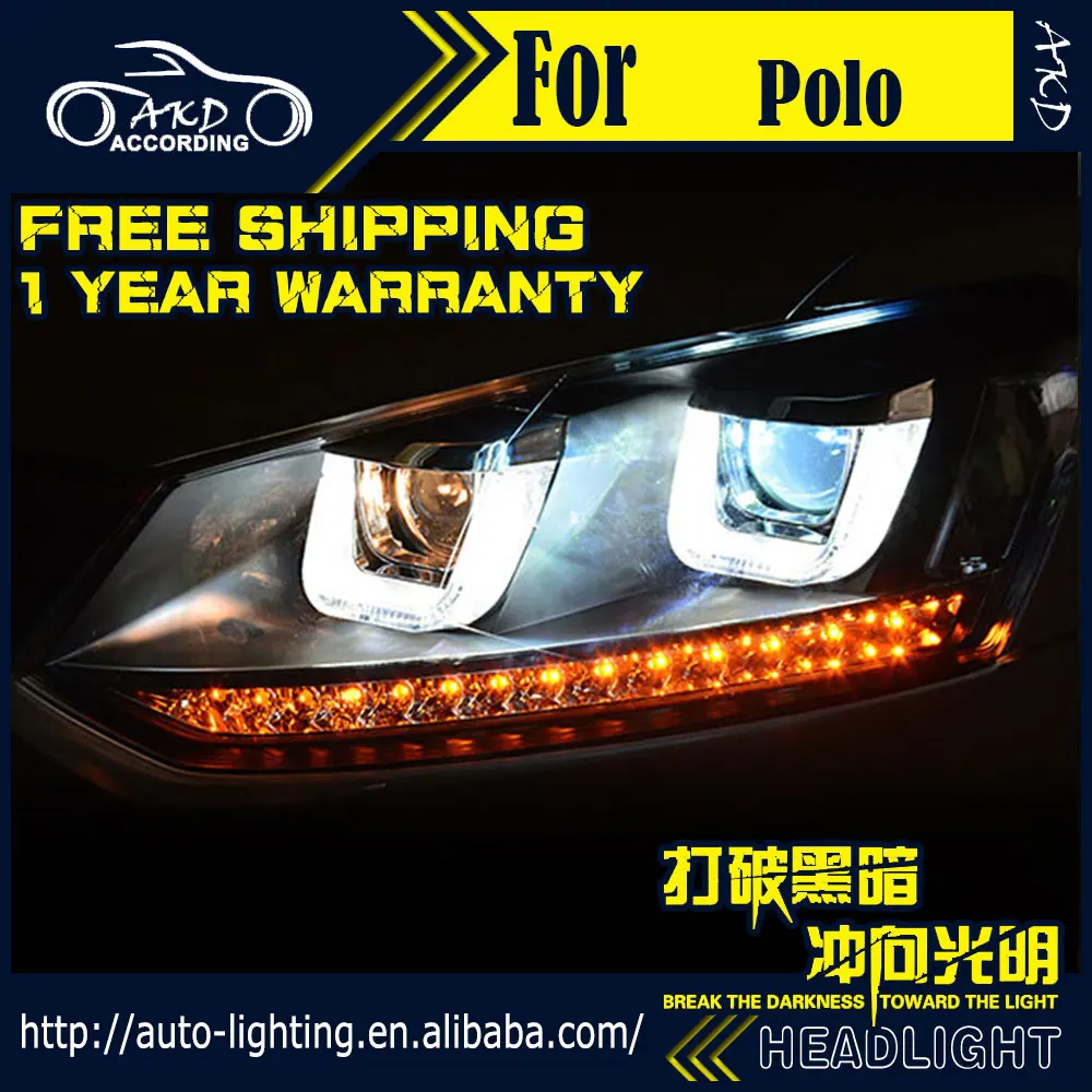 AKD Car Styling Headlight Assembly for VW Polo Headlights 2010 2017 Polo Bi Xenon Headlight LED
