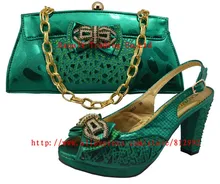 Freies Verschiffen 2015 NEUE ANKUNFT!! italienische passenden schuhe und taschen afrikanische frauen kupplung mode-design heißer verkauf GF8003 grün