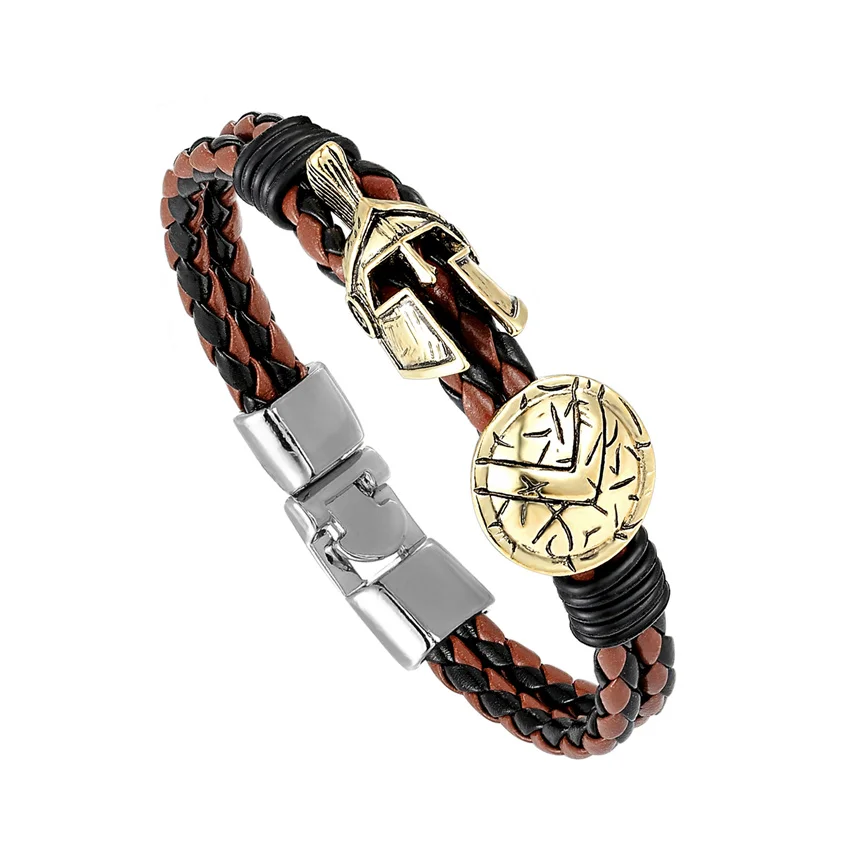 Ретро мужской браслет Спарта воин роскошные кожаные браслеты ручной работы женские браслеты ювелирные изделия прекрасный подарок Pulseira Masculina - Окраска металла: TZ-799