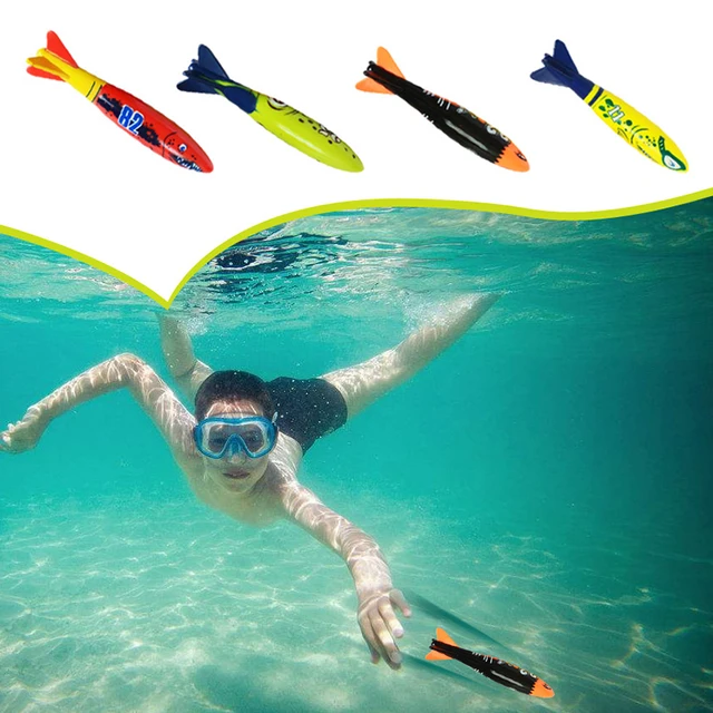Divin Torpedo Rocket Throwing Toys Pool Diving Game Summer Torpedo Robber Child Underwater Diving Stick Play Water Toy 2 Pcs New 1