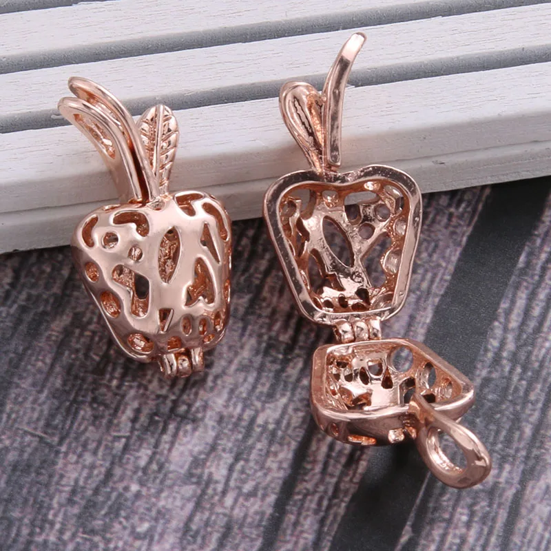 

4pcs 2 colors apple Aroma Diffuser Necklace Perfume Essential Oil Diffuser Aromatherapy Pendant Necklace Pearl cage
