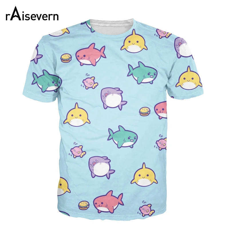 Raisevern Harajuku 3D T Shirt Cartoon Rainbow Sharks T-Shirt T-shirt Kawaii Summer Top Men Women Tee Dropship Raisevern Harajuku 3D T Shirt Cartoon Rainbow Sharks T-Shirt T-shirt Kawaii Summer Top Men Women Tee Dropship