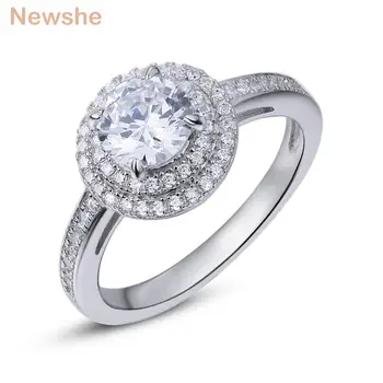 

Newshe Halo Wedding Engagement Ring Classic Eternal Design Solid 925 Sterling Silver Elegant Jewelry For Women JR4848