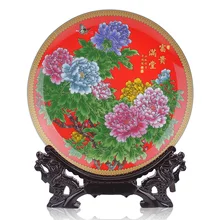 Jingdezhen ceramics China red decorative plate hanging plate disk full of rich modern fashion Home Furnishing ornaments