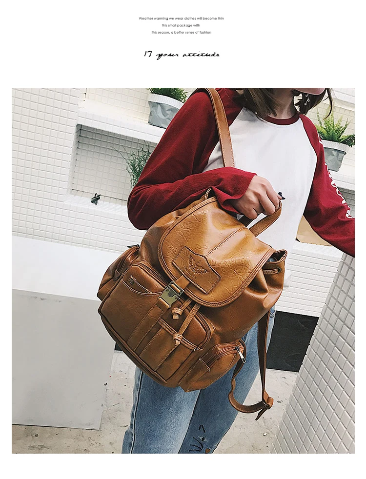 Бренд kmffly винтажный женский рюкзак для девочек-подростков школьные сумки большие рюкзаки на шнурке высококачественный рюкзак из кожи сумка