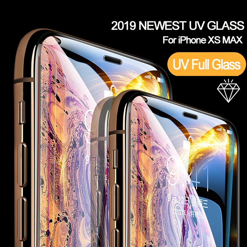 Нано жидкое УФ-Клей закаленное стекло для iPhone XS MAX XR X защитная пленка для экрана для iPhone 11 Pro Max 6 6S 7 8 Plus с УФ-клеем