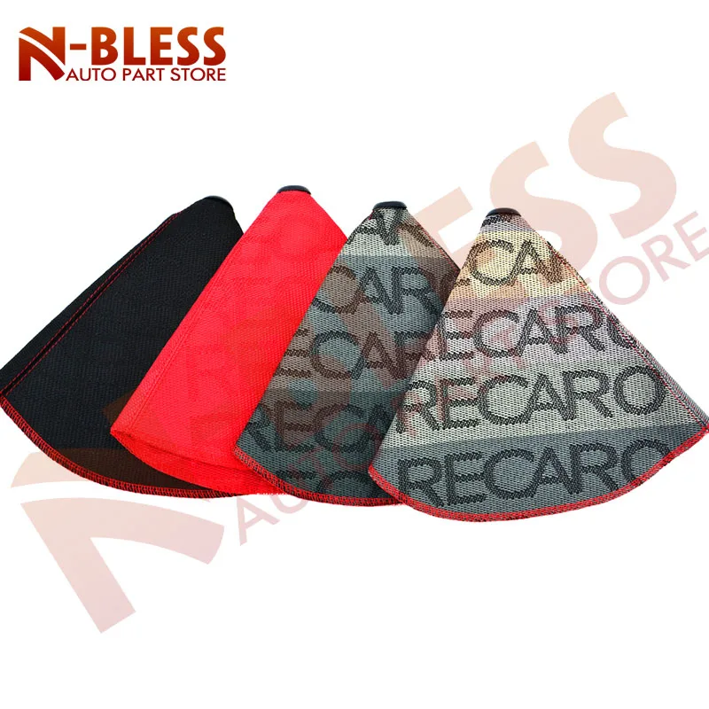 

Car Universal Shift Knob Cover JDM Shift Boot Racing Style Canvas Shift Lever Knob Boot Cover with Red Stitching