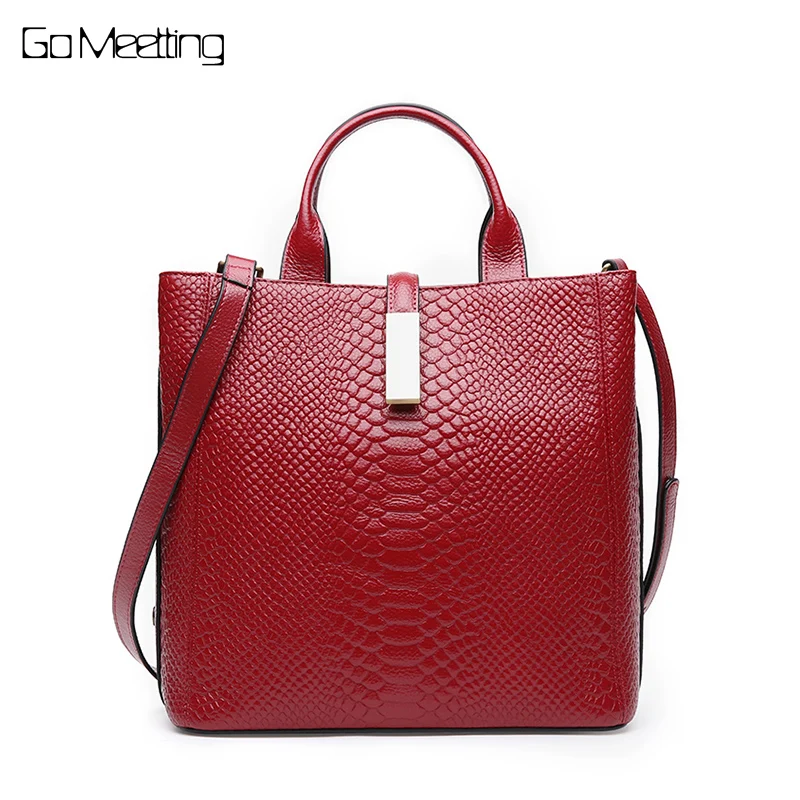 

Go Meetting Genuine Leather Women Messenger Bag Tote Famous Brand Female Shoulder Bags Ladies HandBags Alligator Crossbody Bag