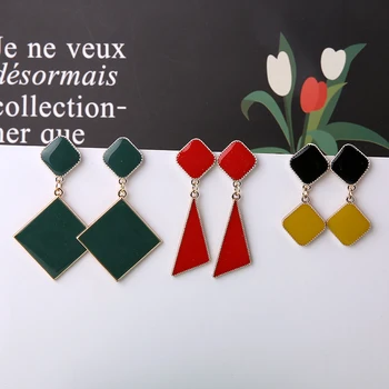 

12 pairs Temperament black color triangle earring square generous personality women's earrings