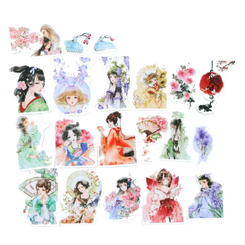 

20 pcs/bag Classical Chinese style girls paper sticker children diy Handmade Gift Card photo album Scrapbook decoration stickers