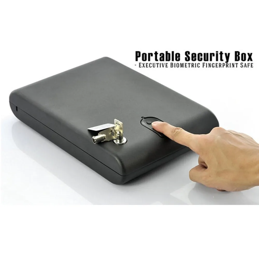 

OS120B Portable Pistol Box Scratch-type Fingerprint & Key Lock 2-in-1 Safety Box Valuables Jewelry Storage Case