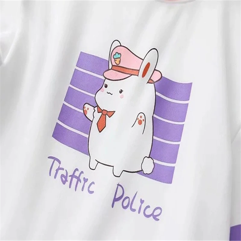  Merry Pretty Cartoon Prnted Hoodies Sweatshirt Women Thick Warm Kawaii Sweatshirts with rabbit ears