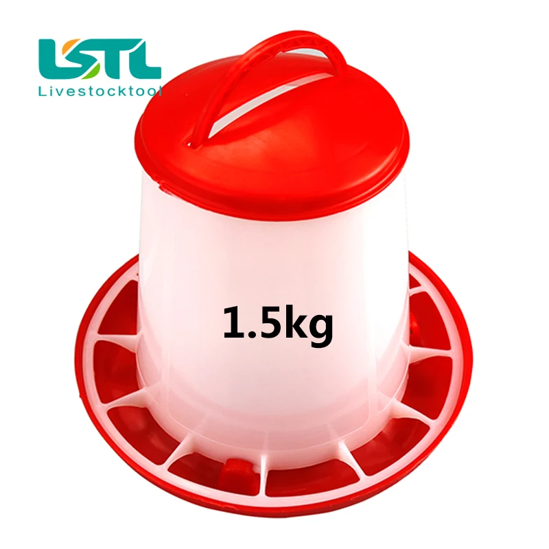 4pcs 1 5kg Poultry Feeder Bucket Chicken Chick Hen Bird Lid Handle