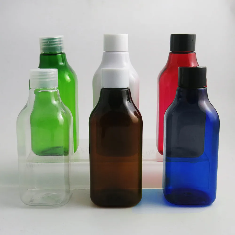 

20 x NEW 200ml Empty Shoulder slope PET Plastic Cream Shampoo Containers Plastic lids Clear Amber Red Clear White Green