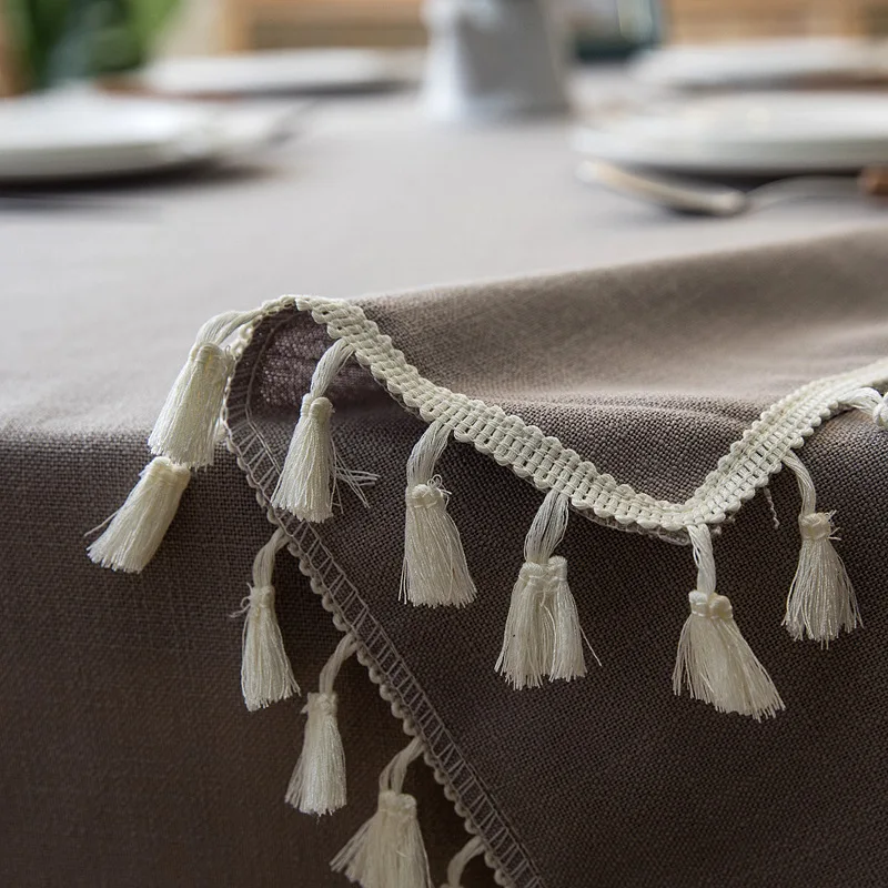 جميع مواسم ديكور المنزل لينة طاولة مقاومة للمياه ClothWith شرابات 1 قطعة الشاي نهاية عشاء سماط الغبار مستطيل الجدول غطاء