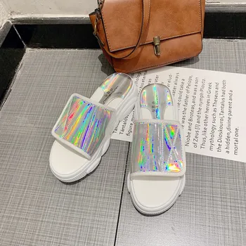 

DropShipping 2019 New Slides Women Designer Creepers Sandals Flower Slippers Peep Toe Brand Women Flip Flops Slip On