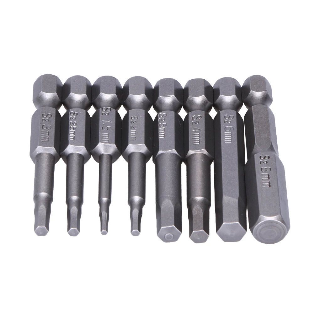 8pcs 50mm 1/4 Inch S2 Alloy Steel Hex Shank Hex Head