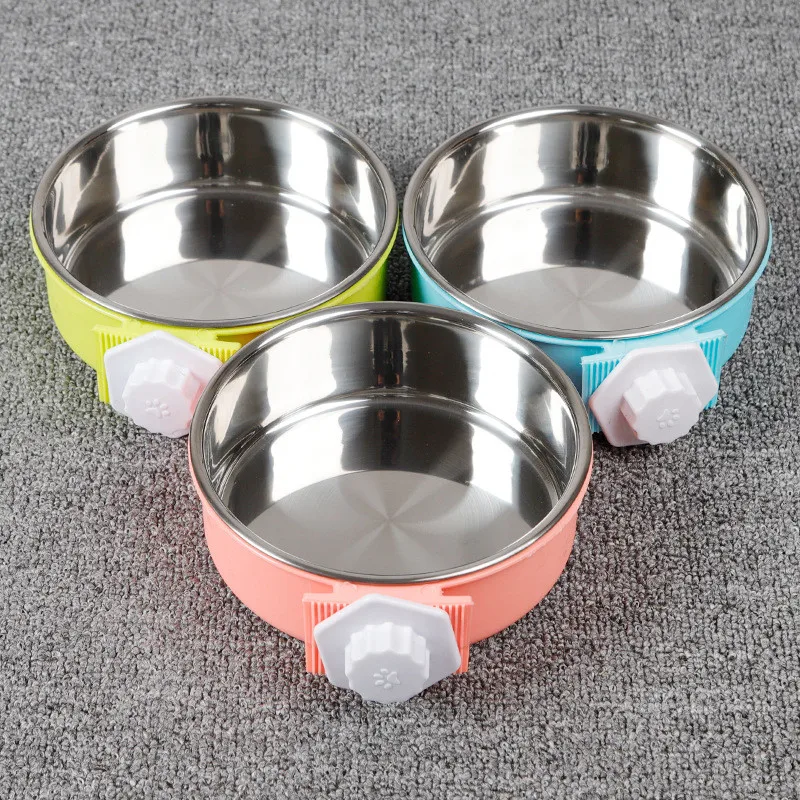 Crate Dog Bowl, Removable Stainless Steel Coop Cup Hanging Pet Cage Bowl Large Water Food Feeder for Dogs Cats Rabbits MayT3 (1)