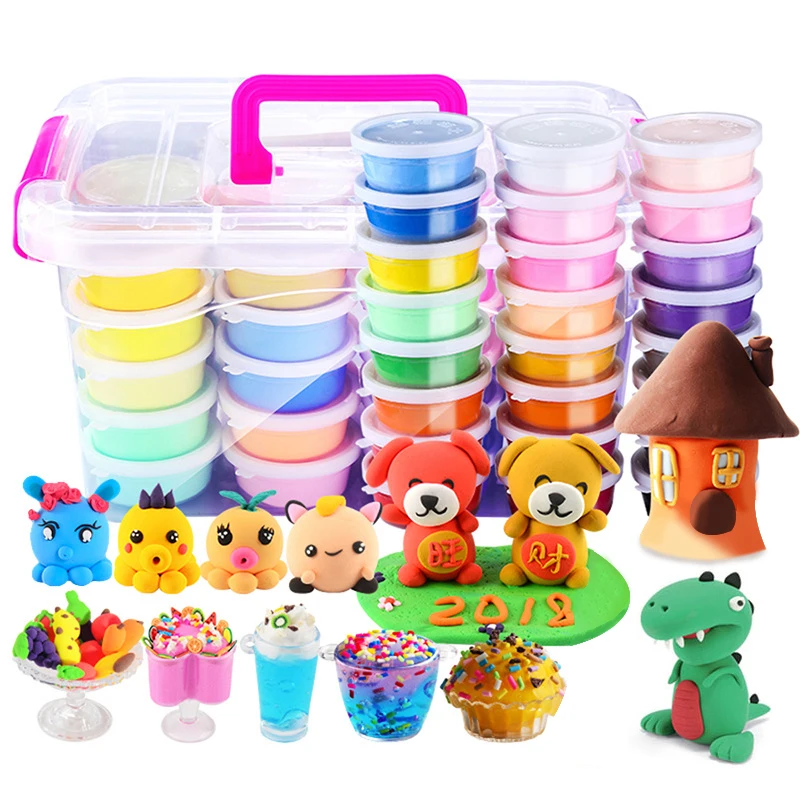 

Fluffy Foam Slime Toys DIY Light Soft Ultralight Clay Set Cloud Craft Antistress Kids Toys for Children Playdough Toys 24Pcs/Set