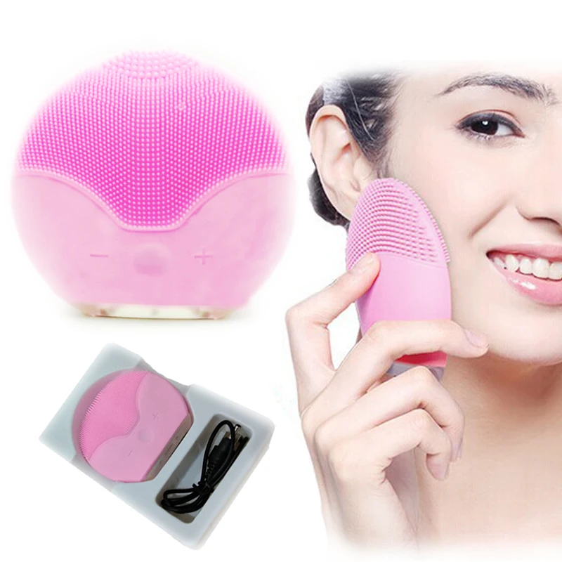 

USB Charging Electric Face Cleansing Brush Device Silicone Cepillo Facial Cleaner Pore Dirt Removal black head Pimple Skin