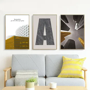 

Nordic Letter A Minimalist Canvas Painting Modern Metropolis Poster Wall Art Home Decor Living Room Nordic Home Decor Picture