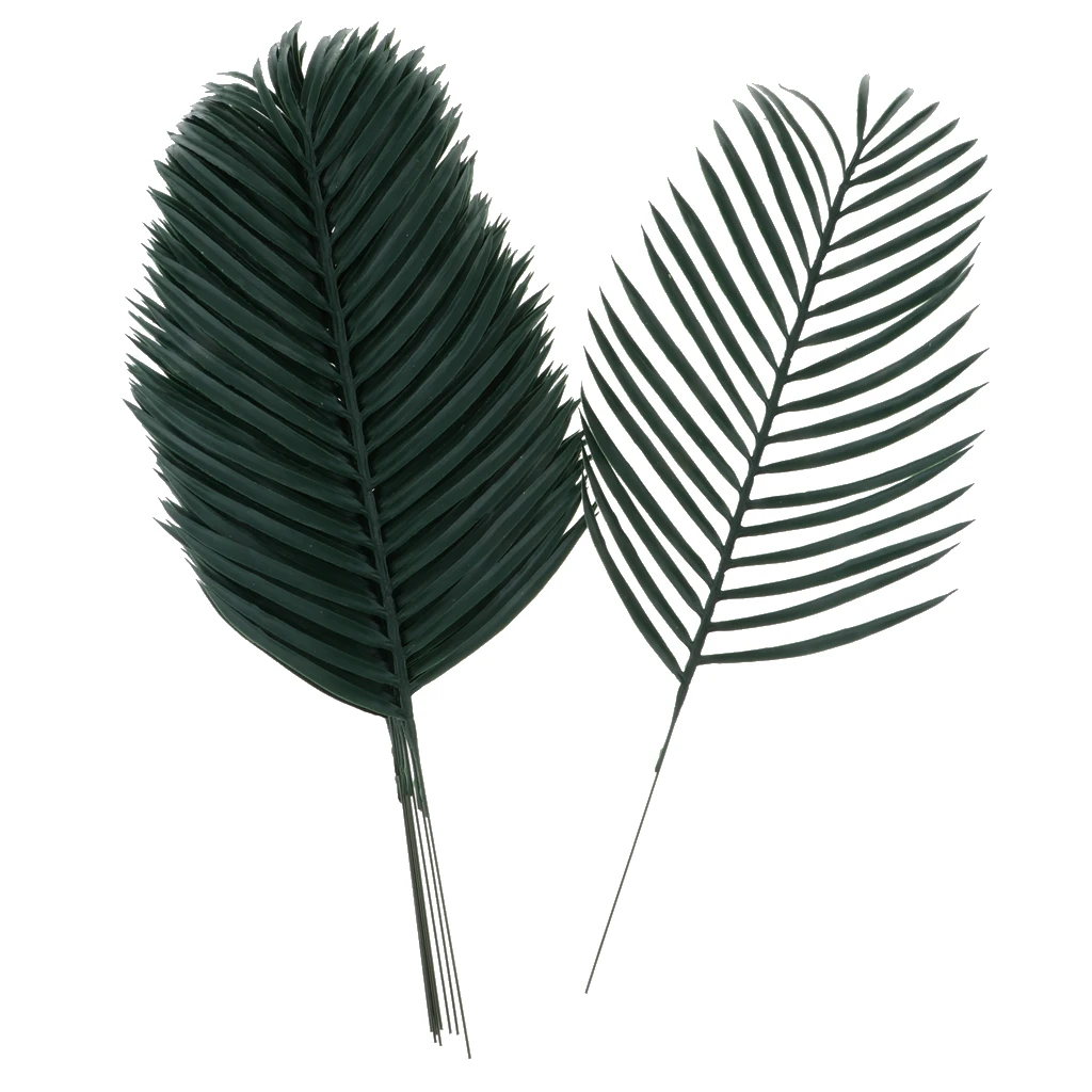 12Pieces Artificial Palm Leaf Cycas Leaves Household Office Decorative Plastic