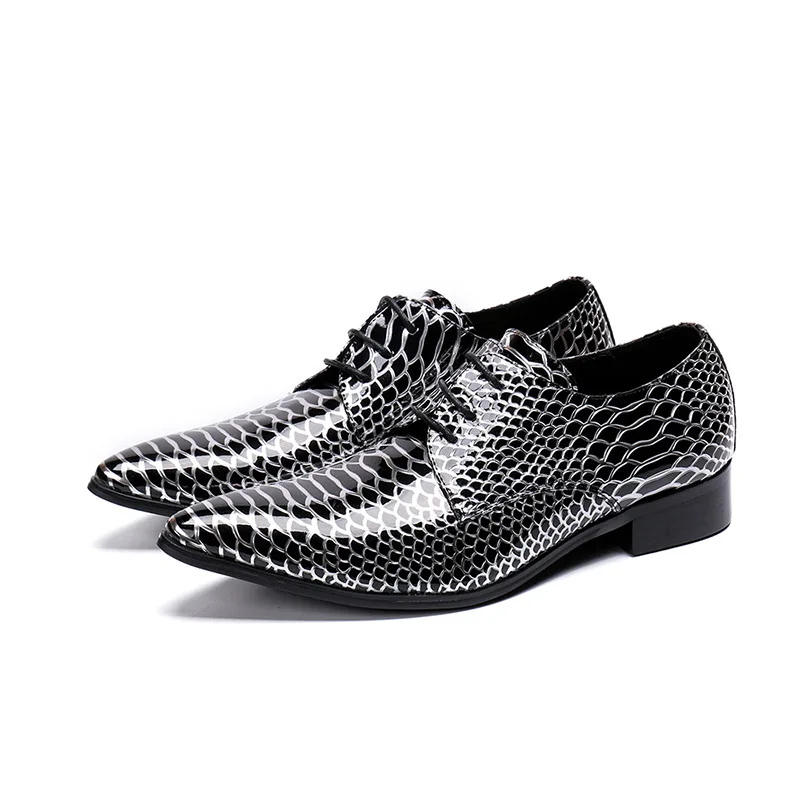 

Fashion Snake Print Men Shoes Leather Lace Up Shoes for Men New Spring Autumn Dress Party Shoes